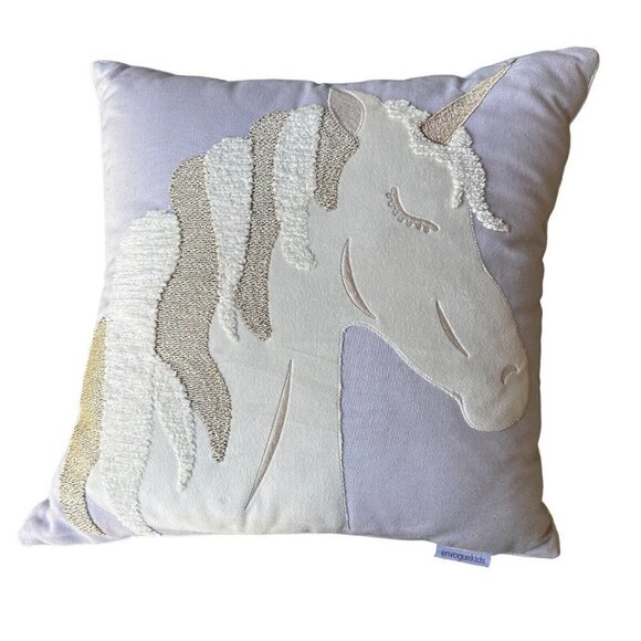Envogue‎ Kids Accent Pillow Girls Unicorn Pony Pillow Pastel Purple 17" x 17" - Picture 1 of 6